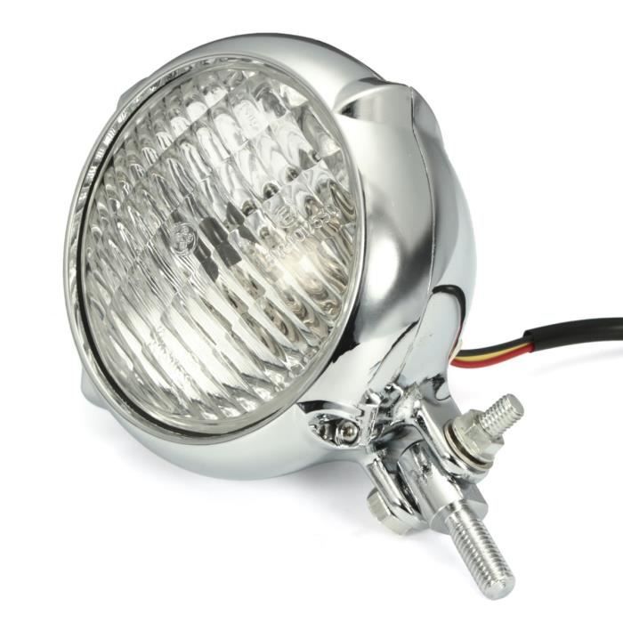 Phare De Moto Rétro Lampe Avant Triangulaire Lentille Jaune 12V 55W M10