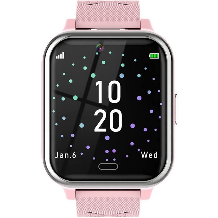 MARSEE Montre Connectée Enfant Montre Téléphone avec 17 Jeux Appareil Photo Lecteur de Musique SOS Lampe de Poche(Rose)