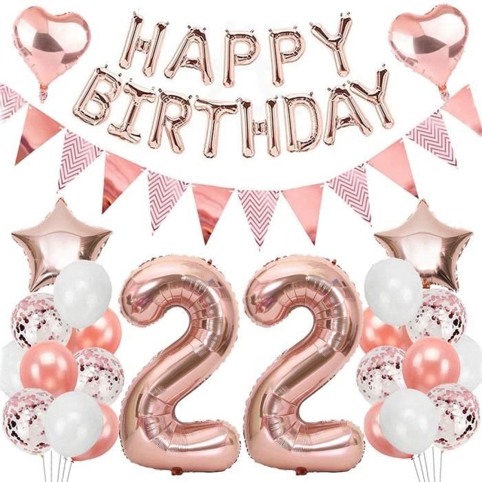 Ouceanwin 22 Ans Anniversaire Decorations Or Rose Ballons Deco Anniversaire Pour Filles Guirlande Happy Birthday Ballons Cdiscount Maison