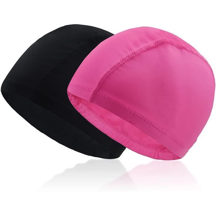 Bonnet de Bain Élastique - 2 Pièces - Noir - Confortable - Durable - Mixte