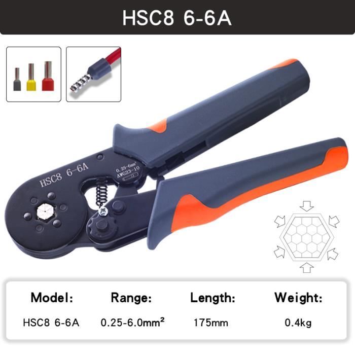 Crimpzange HSC8 6-6A für Kabelschuhe/Aderendhülsen
