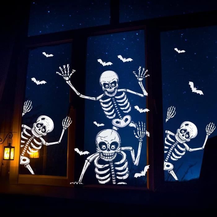 Stickers squelette décoration fenêtre Halloween REF/22994