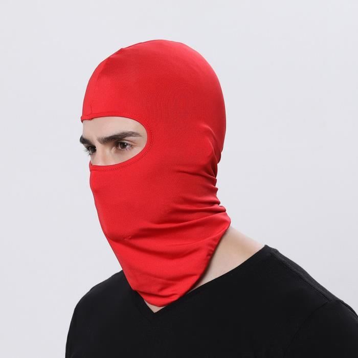 Cache-oreilles,masque facial pour moto, cagoule de cyclisme, couverture  complète, chapeau, cou de Ski en lycra - Rouge[A5219]