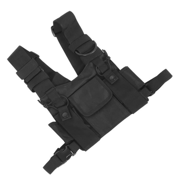 Pochette Harnais Thoracique Pour Radio Bidirectionnelle - Sac Poitrine Talkie-Walkie Réglable Noir