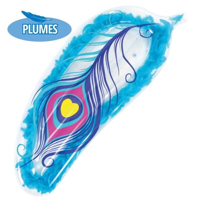 Matelas Gonflable avec Plumes intégrées - BESTWAY - 189 x 79 cm - Bleu violet jaune