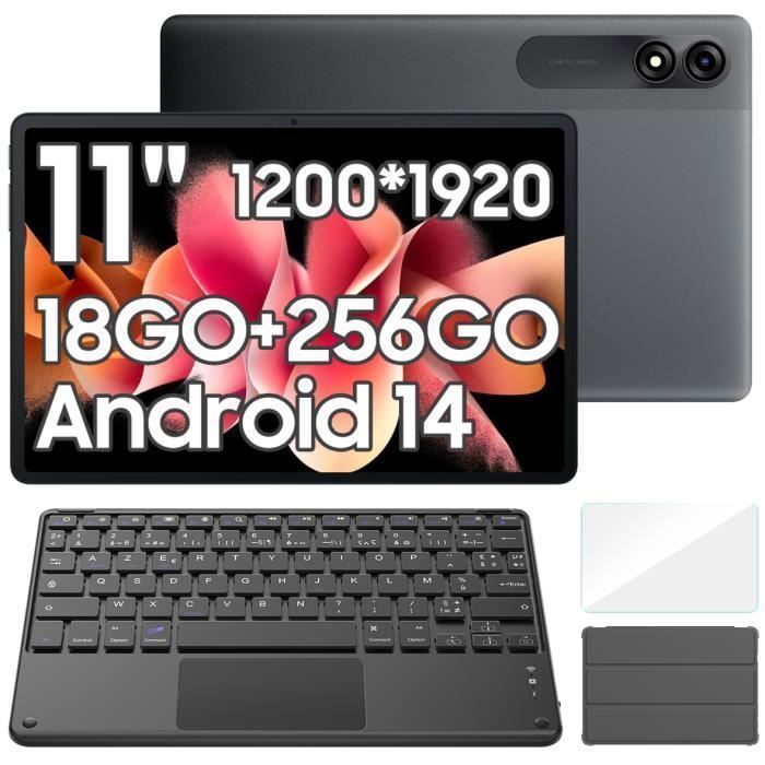 Blackview Tab 9 WiFi Tablette Tactile 10.95 1200*1920 1080P Android14 18Go+256Go-SD 1To 8200mAh Mode PC WPS Gris Avec Clavier K1