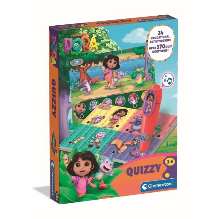 Clementoni - Quizzy - Dora - Jeu avec stylo intéractif - Sonore et lumineux - Dès 3ans