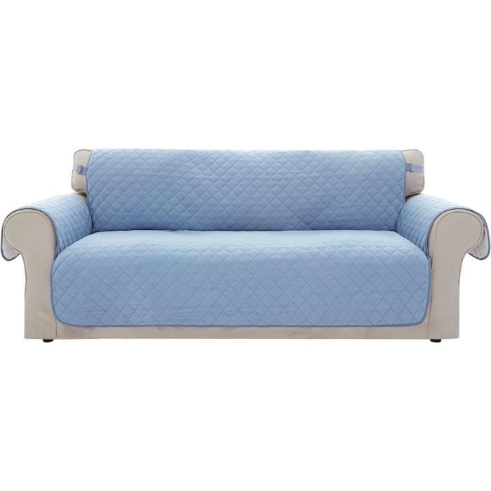 Deconovo Housse de Canapé Protection Antidérapant 3 Places - 173x190cm - Bleu Clair