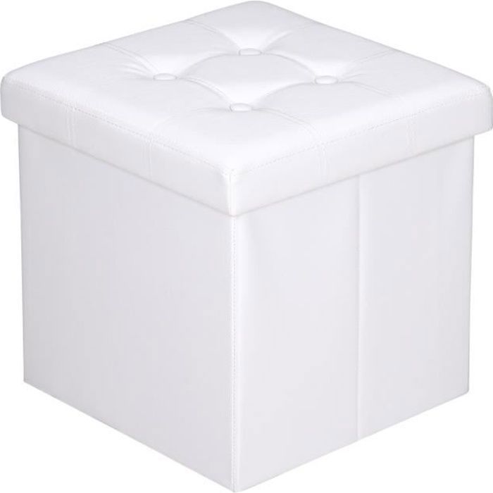 CASARIA® Tabouret cube blanc avec espace de rangement Pouf 38 x 38 x 38 cm Coffre de rangement similicuir Repose-pied CASARIA® Tabouret cube blanc avec espace de rangement Pouf 38 x 38 x 38 cm Coffre de rangement similicuir Repose-pied