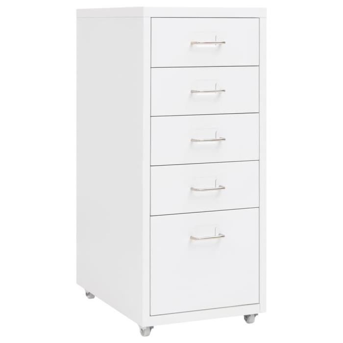 armoire de bureau - dioche - classeur mobile blanc 28x41x69 cm métal - industriel - meuble de bureau