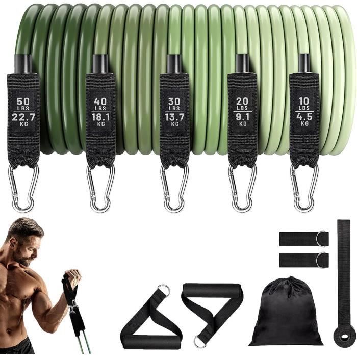 Set De 5 Bandes De Traction Élastiques - Résistance De 5 à 125 Lbs - Pour Musculation Et Fitness