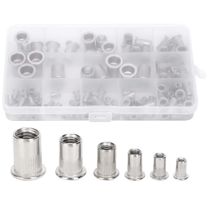 EJ.life Écrou de rivet en boîte 93pcs Écrou à Rivet en Acier Inoxydable ...