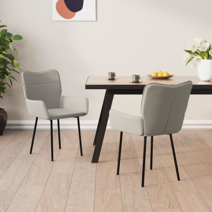 famirosa chaises de salle à manger 2 pcs gris clair velours-820