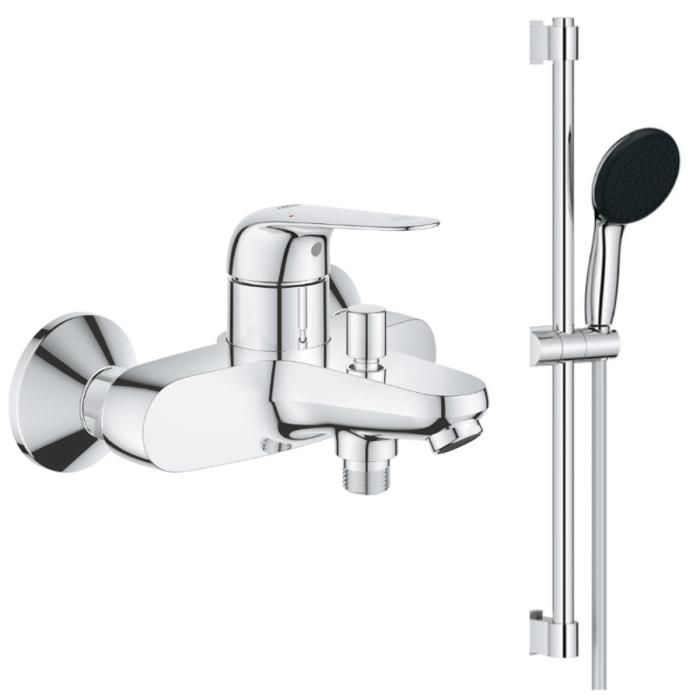 Mitigeur bain mécanique GROHE Bauloop avec ensemble de douche GROHE Vitalio Start - vue 1
