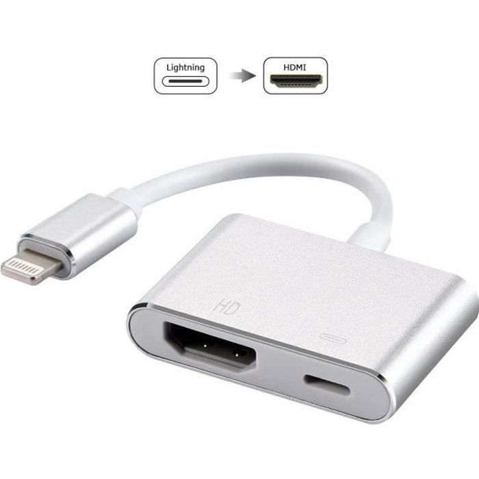 Acheter Adaptateur Lightning vers HDMI TV 1080P HD, convertisseur AV  numérique pour iPhone iPad vers TV, même écran pour câble Lightning HDMI
