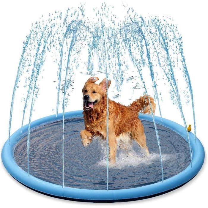 Tapis De Pulvérisation 170 Cm – Jet D'eau Réglable, Motifs Marins, Antidérapant, Pour Enfants Et Chiens, été