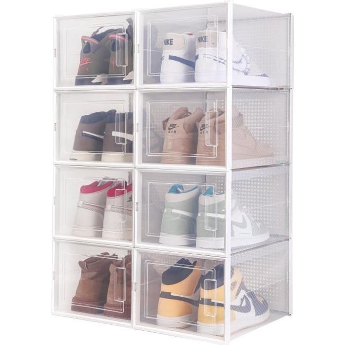 Lot de 24 boîtes à chaussures empilables en plastique