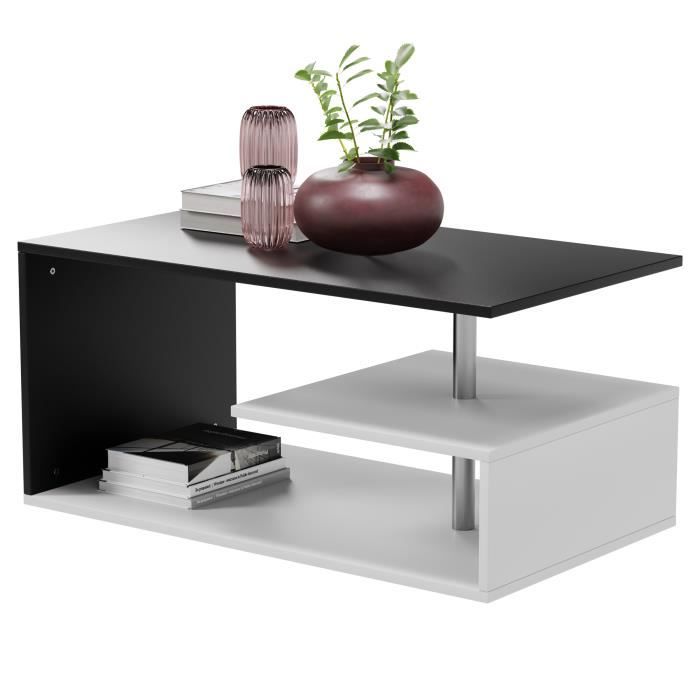 table basse miadomodo® - blanc/gris foncé - design moderne - plusieurs niveaux