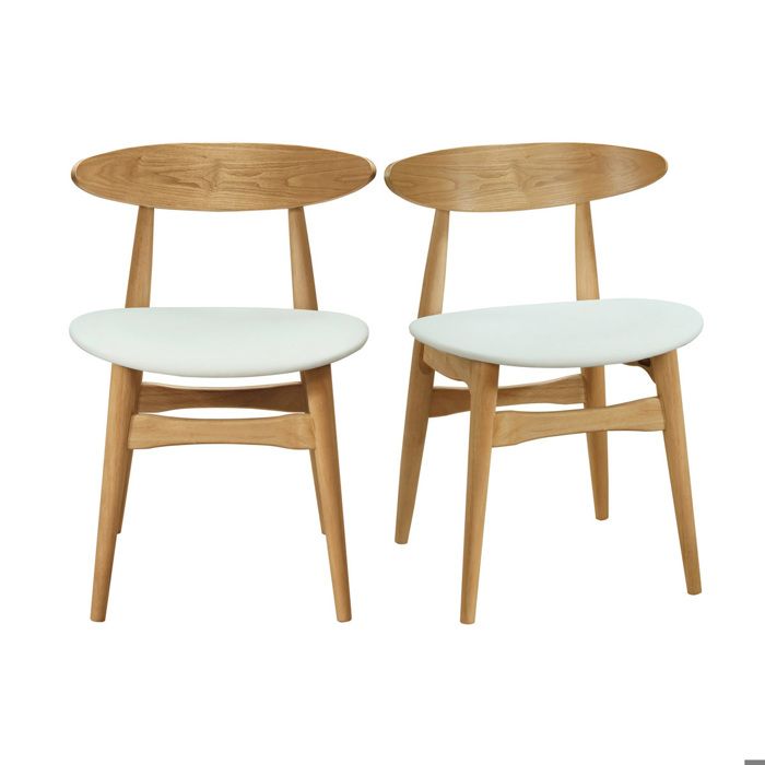 Lot de 2 chaises scandinaves Lalix Bois Noisette & Blanc