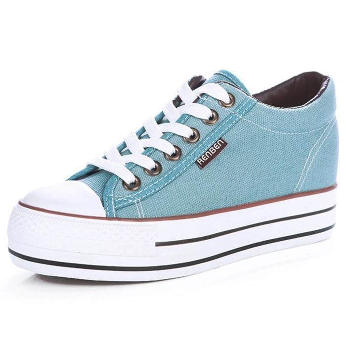 Girls Womens Classic Platform Canvas Sneakers Fashion Lace Up