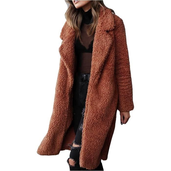 BLOUSON - Veste Polaire Femme éPais Pardessus Uni Casual Mi Long Mode BLOUSON - Veste Polaire Femme éPais Pardessus Uni Casual Mi Long Mode