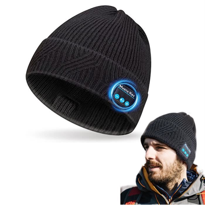 Bonnet Bluetooth Cadeaux Hommes Original - Unisexe Music Bonnet Bluetooth  Chapeau avec écouteurs Stéréo Sans Fil, Doux Chaleureux Bl