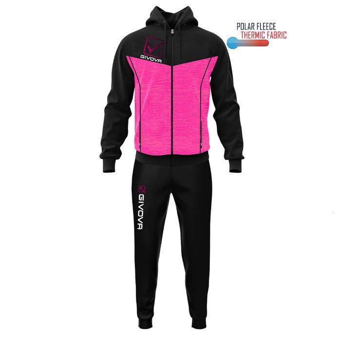Survêtement polaire - Givova - Visa - Rose fluo/black - Homme - Manches longues