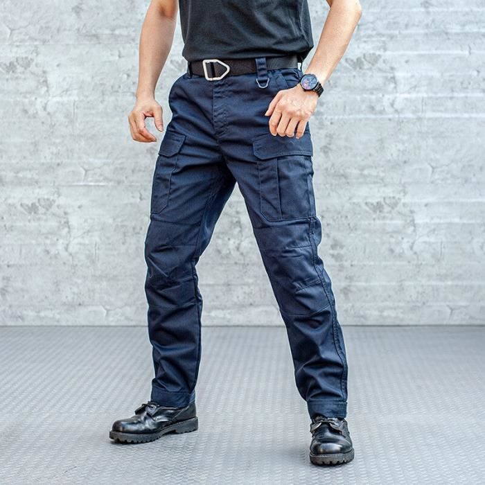 Pantalon Cargo Homme LES UMES - Militaire Tactique Ripstop - Poches Multiples - Taille Adjustable