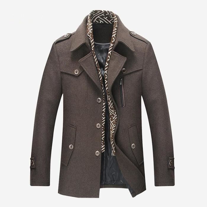 Pardessus à Carreaux Pour Hommes Élégant 3/4 Veste Longue Pour Hommes Manteau D'hiver épais Avec Poches