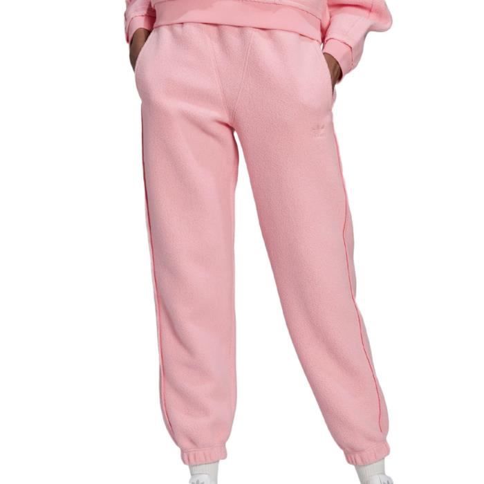 Jogging Femme Adidas - Rose - Taille élastique - Sherpa doux - Coupe loose