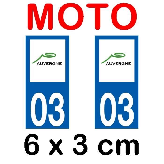 Autocollant plaque immatriculation moto dpt 03 Allier - Cdiscount Auto