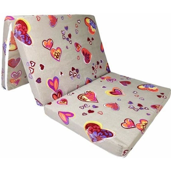 Matelas Pliant Futon Natalia 195x65x8 Cm – Housse Coton Amovible, Mousse PU, Idéal Invités, Camping, Enfants