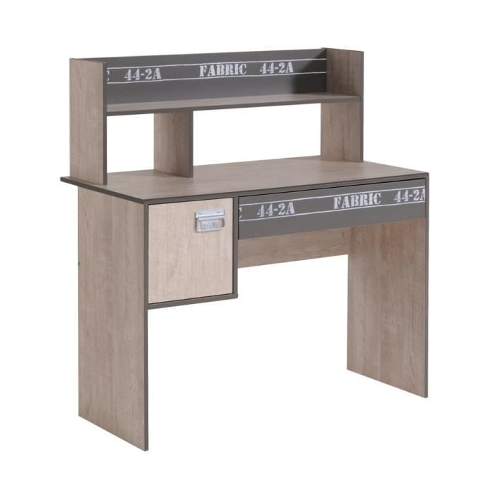 bureau enfant - parisot - fabrice - gris - 1 tiroir(s) - aspect bois