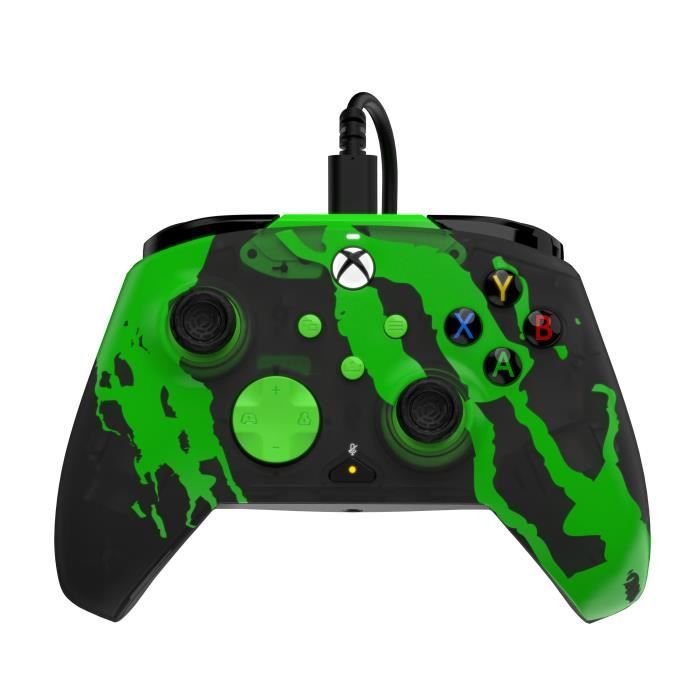 Manette de jeu - PDP - Rematch Glow Jolt Green - Filaire - Vibration - Design lumineux