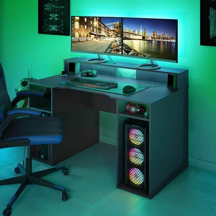 Madesa - Bureau Gamer Moderne, Bureau d'ordinateur, Gaming Bureau
