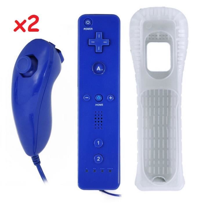 Lot De 2 Qumox Manette Wiimote Bleu Fonce Wii Nunchunk Produit Compatible Pour Wii U Wii Mini Cdiscount Informatique