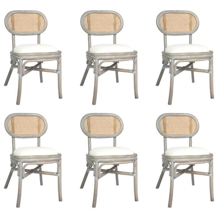 chaises de cuisine - chaises à manger lot de 6 gris lin - salutuya - dp0073