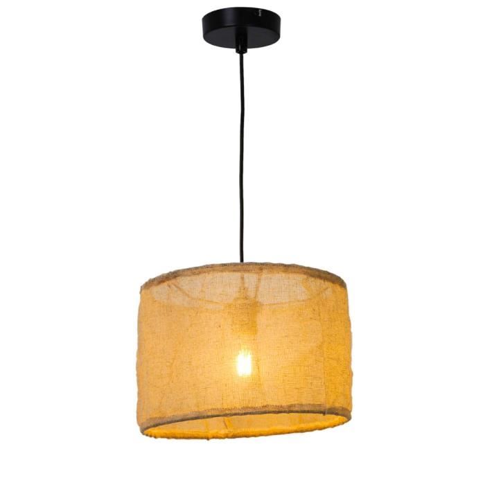 Luminaire de plafond - SAMPA - Borneo - 125cm réglable - Tissu beige - Compatible LED