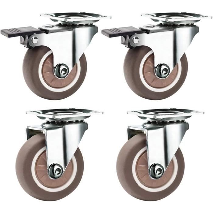 Lot De 4 Roulettes De Transport Pour Meubles Lourds – 3 Roues Universelles, Charge Max 650 Kg Par Ensemble, Orange
