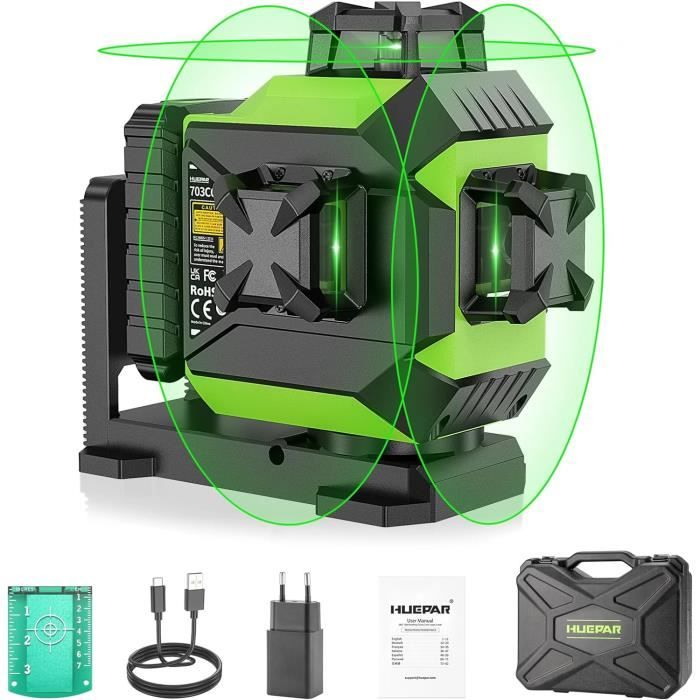 Niveau Laser DEKO LL12-HV 360° – 12 Lignes 3D, Auto-nivelant, Batterie Incluse (neuf)