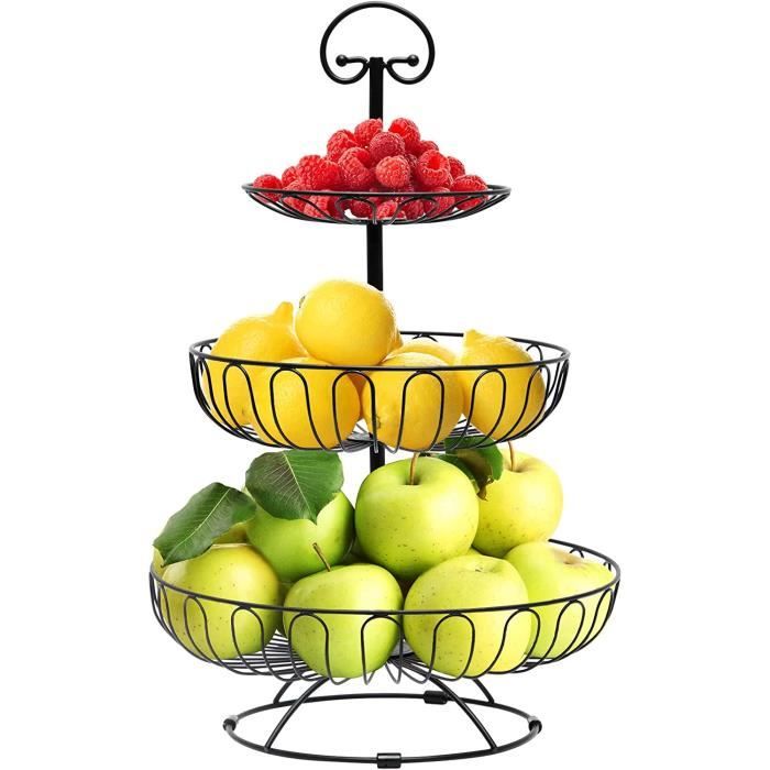 Accmuzzy Corbeille à Fruits à 3 Étages,Grand Panier à Fruit