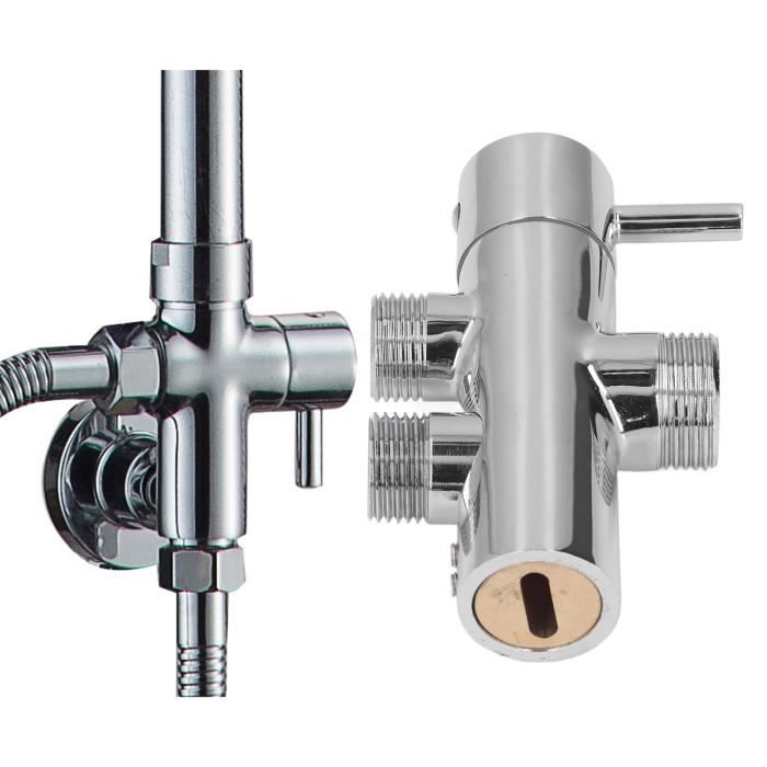 Inverseur Mélangeur Douche RV – Valve Robinet Double Bouton Noir – Pour Camping-car, Van & Caravane – Installation Facile