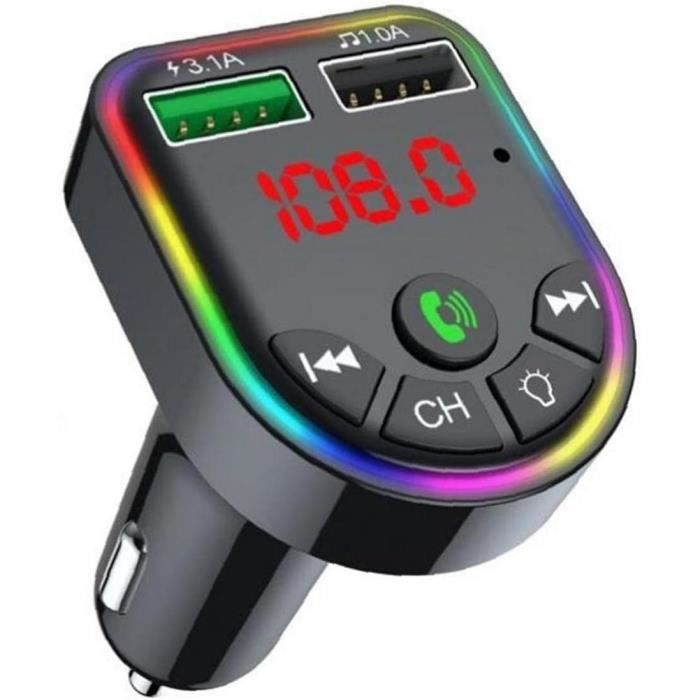 Transmetteur FM Bluetooth 5.0 Pour Voiture | Double Port QC3.0, écran LED, Appel Mains Libres, Lecteur MP3 USB