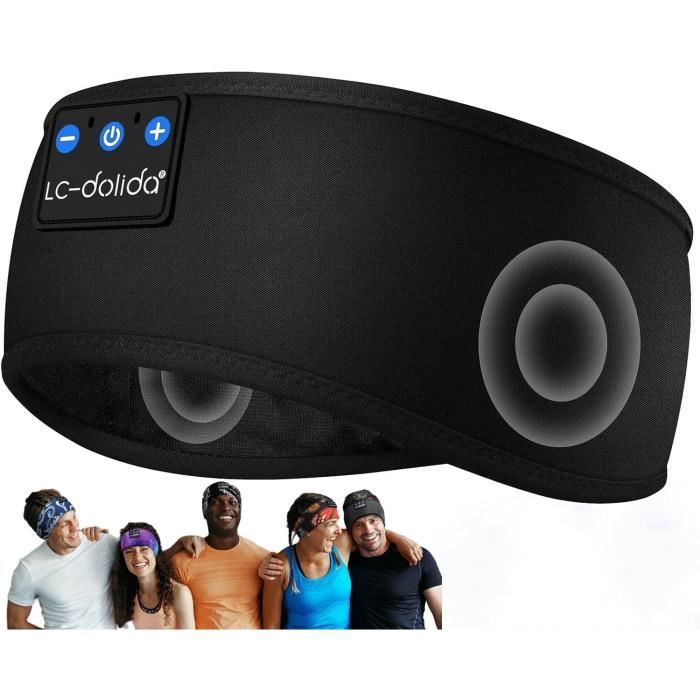 Bandeau Bluetooth Sport & Sommeil – Écouteurs Intégrés – Anti-Transpiration – Gris – Pour Courir, Yoga, Dormir