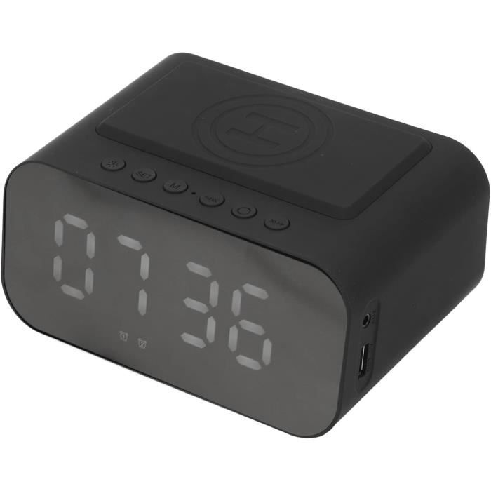 Réveil Numérique Avec Chargeur Sans Fil Qi 15W - Radio Bluetooth, éclairage LED - Double Alarme - Haut-parleurs 2x10W - Pour Table De Chevet