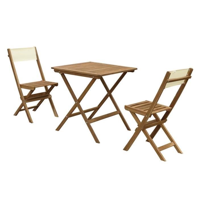 ensemble table et chaises de jardin pliantes en acacia - asinara