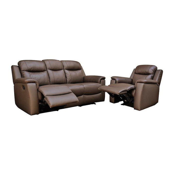 Canapé 3 places et un fauteuil relax EVASION en cuir - Marron