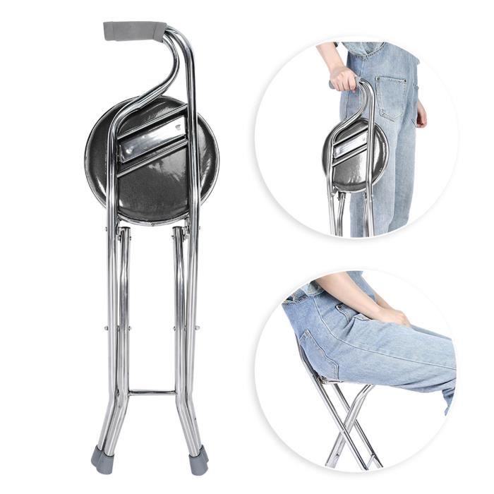 Bâton De Randonnée Pliable Avec Siège Intégré Ta-Da Chaise - Aluminium, Noir