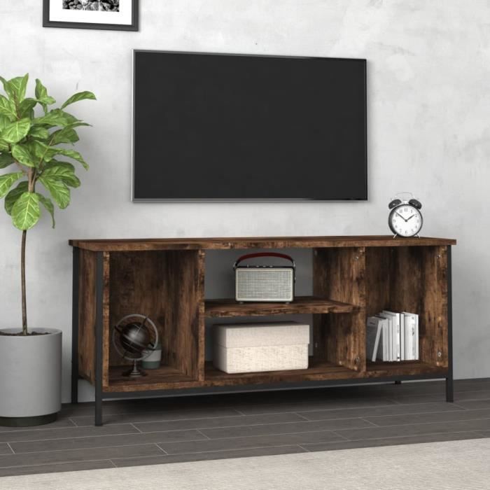 vidaXL Meuble TV chêne fumé 102x35x45 cm bois dingénierie 826287
