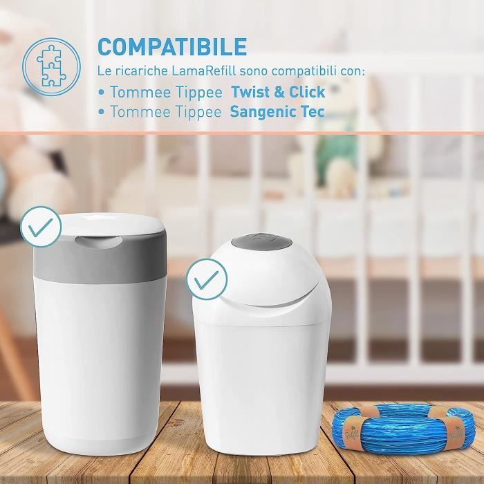 Tommee tippee - recharges poubelles twist & click x12 - compatibles avec  bac tec TOMMEE TIPPEE Pas Cher 